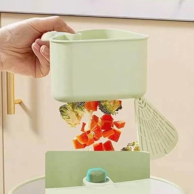 Suction Cup Sink Corner Rack, Triangular Food Waste Catcher with Suction Cups, Hanging Strainer Basket Shelf for Kitchen Bathroom, Dishware Organizer, Space-Saving Sink Storage Rack (Green-2pcs)