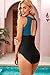 NEOSAN Women's One Piece Swimsuit V Neck Mesh Beach Bathing Suit Monokinis Mesh Black Dark Teal S