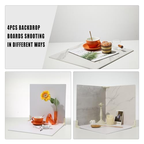 Image of BEIYANG 4PCS 16x16 Inch Backdrop Boards and 1PCS 15x19 Inch Window Shadow Pane, Perfect Backdrop Kit for Small Product Such as Food Drink Make-up Flower, Durable Waterproof
