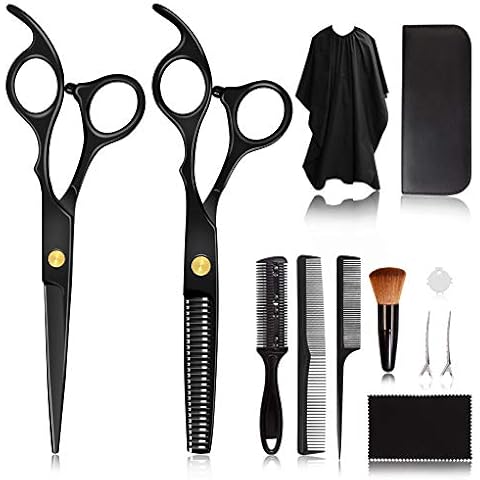 Friseurscheren Set, 12Pcs Profi Rostfreiem Stahl Haarschneideschere Bartschere Cover