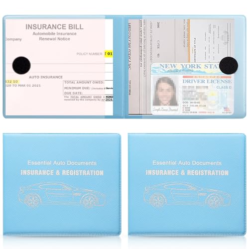 UYYE Car Registration and Insurance Card Holder, Vehicle Glove Box Car Organizer, Interior Car Accessories for Documents, Cards, License - 2 Pack