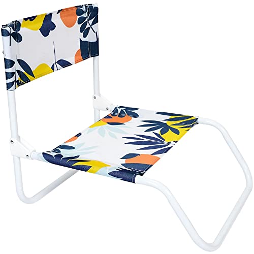 Home Deco Factory HDO2055 Chaise de plage pliante Rio Bleu jaune orange et blanc
