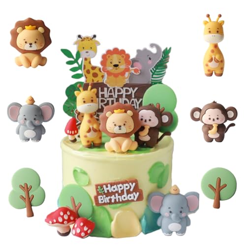 Hiornafiy 7 piezas decoración para tarta decoración para tarta decoración para animales inserto para tarta papel para tarta de cumpleaños decoración para animales (A)
