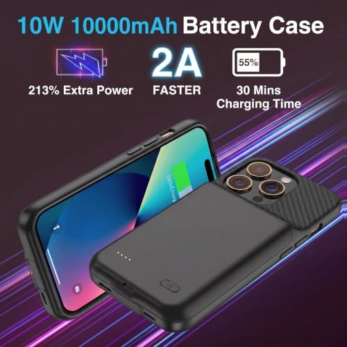 Funda con batería para iPhone 16 Pro Max de 10000 mAh ultradelgada para viajes 3