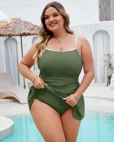 Womens Plus Size Tankini Swimsuits Full Coverage 2 Piece Bathing Suit Tummy Control High Waisted Swim Skirt3