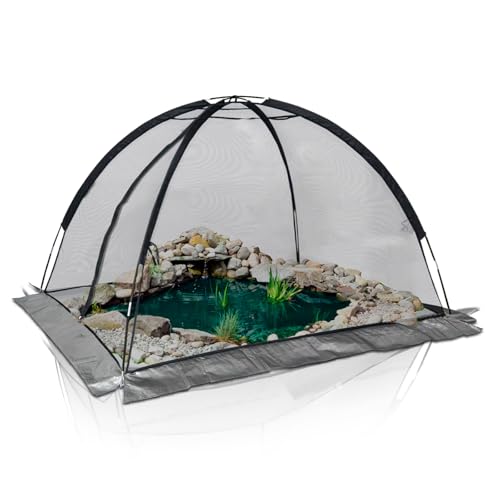 Kapler Teichabdeckungsnetz, 3 x 2,4 m, Teichabdeckungsnetz für den Außenbereich, Teichabdeckung mit Reißverschluss und Heringen, Teichschutz für Koiteiche, Pflanzen und Gemüse, Schutzzelt