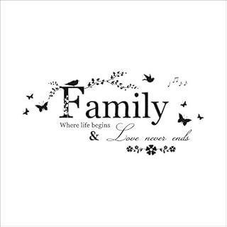 Family Where Life Begins & Love Never Ends - AUHOTA Wall Decal Sticker Quotes, Removable DIY Mural Sayings Wallpaper Home Decor for Living Room Bedroom  Warm & Loving Art Words (25×12 inches, Black)
