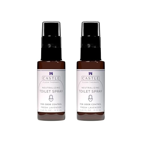 Castle Flush Therapy Neutralizing Toilet Spray | Odor Control: Mist Over the Water Surface, Go, Then Flush | Bathroom Freshening | Neutralizes Odors at the Source | Fresh Lavender | 0.45 oz (2 Pack)