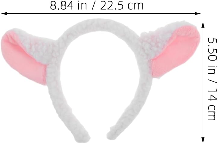 LOGOFUN 5pcs Cute Sheep Ears Headband White and Pink for Halloween Cosplay Fancy Dress Party Accessory Photo Props - Image 2