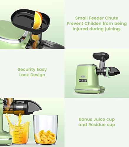 Juicer Machines, Orfeld Cold Press Juicer With 92% Juice Yield & Purest Juice, Easy Cleaning & Quiet Motor Juice Extractor For Vegetables And Fruits (Green) #TOP3