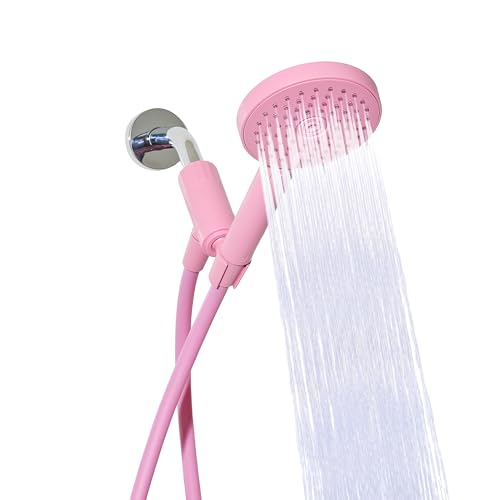 Sproos - Handheld Shower Head, High Pressure, 3 Spray Functions Plus Pause, Extra Long 70 Inch Hose - Eco-friendly Materials - Easy DIY Installation - High Pressure Performance - Pink
