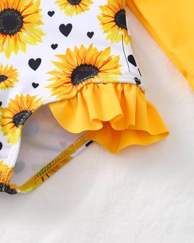 Image of SODLON Baby Girl Swimsuit Long Sleeve One-Piece Infant Bathing Suit 3M-3T
