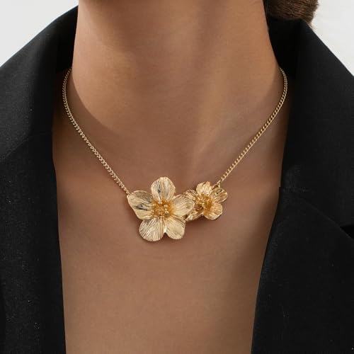 Flower Necklace for Women Flower Layered Necklaces Trendy Statement Necklace Floral3