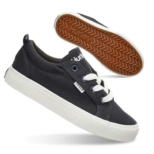 Image of Hurley Kids Finn Sneakers - Canvas Skate Shoes for Kids, Low Cut Tennis Shoes for Girls and Boys