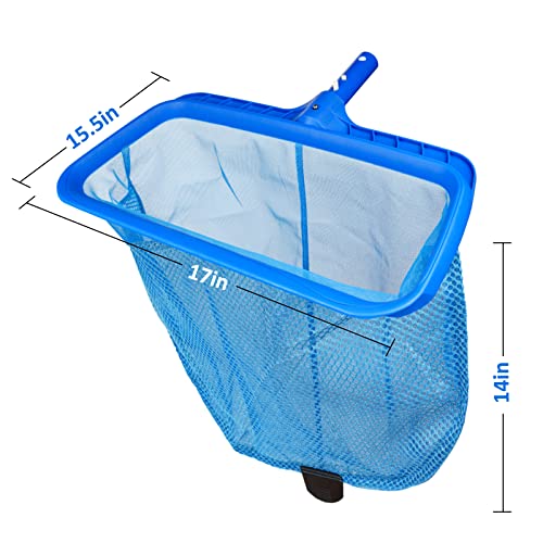 Poolvio Swimming Pool Skimmer Net, Fine Mesh Pool Leaf Rake Net with Double-Layer Deep Bag, Reinforced Frame - Swimming Pool Nets for Cleaning Finest Debris