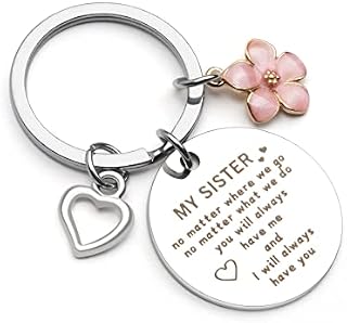 BOMEON Keyring sister gifts keychain gifts for sister birthday christmas sister keyring special personalised sister gifts from sister presents jewellery on graduation wedding