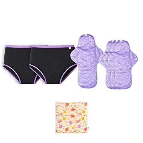 SuperBottoms MaxAbsorb™ Period Underwear and Flow Lock Cloth Pads | Reusable | Heavy Flow Protection | 2X Absorption, Complete Leak Lock | (Size - S) | Pack of 6 (B0BY2WHFP5) Amazon Price History, Amazon Price Tracker