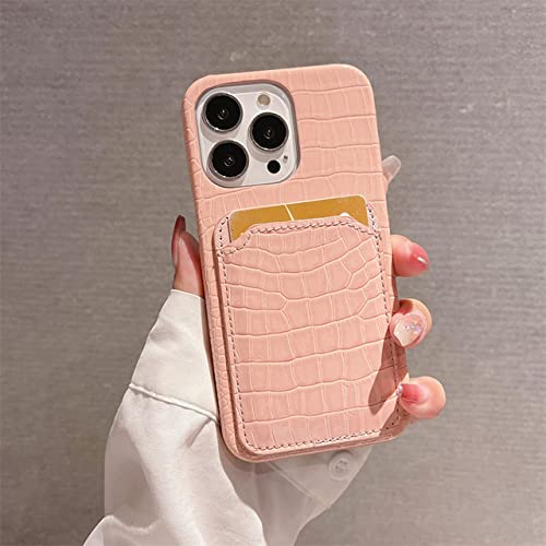 Étui en cuir de crocodile pour iPhone 13 Pro Max luxe rose
