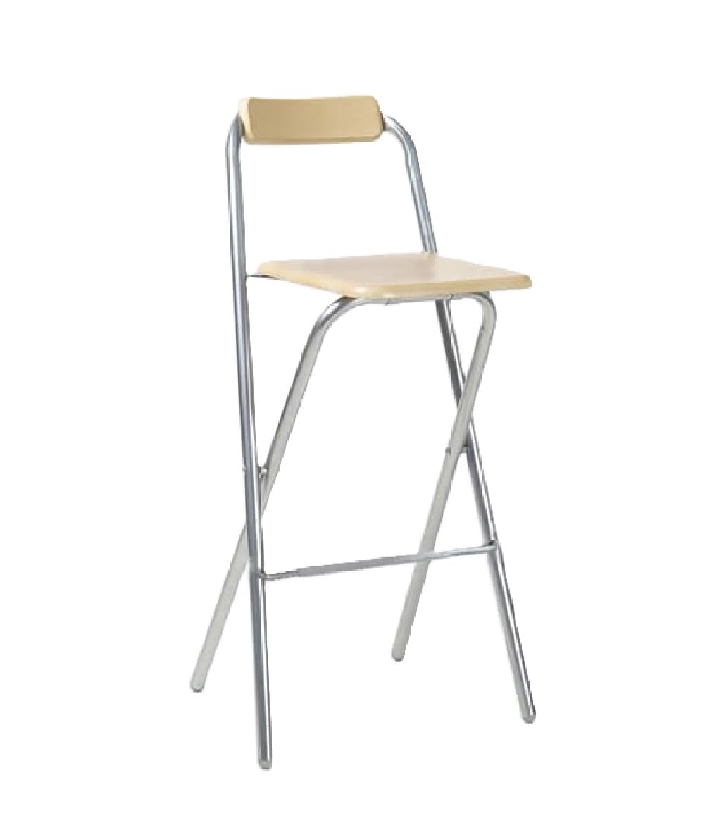 HOMION Folding Breakfast Chair Wooden Bar Stool with Rubber Covered Footrest for Kitchen Fold able Bar for Restaurant Kitchen Living Garage Camping Campervan Aisle Chair Aisle Stool Office (Natural)