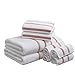 Comfort Spaces Cotton 8 Piece Bath Towel Set Striped Ultra Soft Hotel Quality Quick Dry Absorbent Bathroom Shower Hand Face Washcloths, Blush
