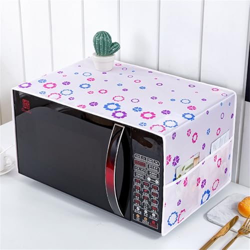 Treer Microwave Dust Cover, Universal Microwave Dust Proof Covers Microwave Oven Dust Cover Protective for Kitchen Home Microwave Decor (Pink Flowers,35x100cm)