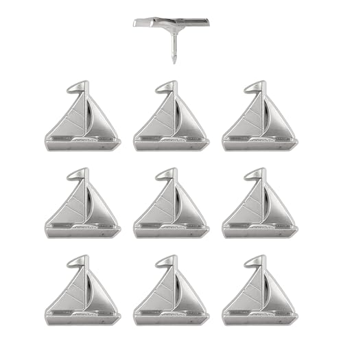 Image of Sailboat Push Pins - Silver Sailing Pins - for Cork Board, Maps, or Lapel Pin Use - Designed in USA - Set of 10