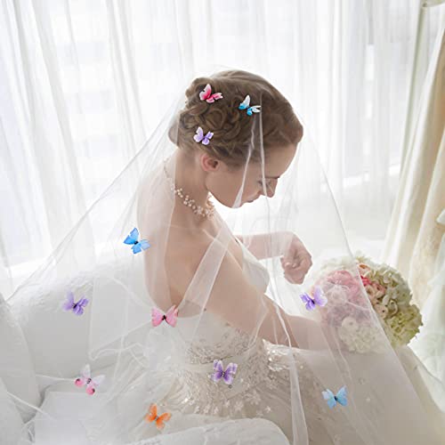 80 Pieces Organza Butterfly Colorful 2-Layers Butterfly Appliques 3D Butterfly Wall Decor DIY Butterfly Ornament Decorative Butterflies for Craft Wedding Decoration, 20 Styles (Charming Style)