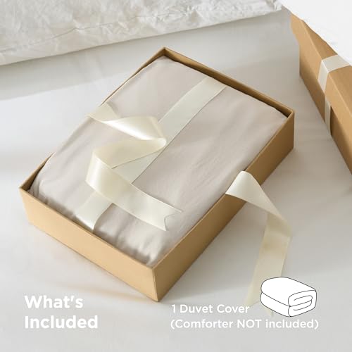 Image of Bedsure Duvet Cover Full Size Only - Prewashed Cotton-Like Polyester Extra Soft All Season Bedding, Includes 1 Duvet Cover 80x90 Inches with Zipper Closure, Linen, (No Comforter)