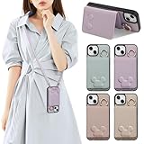 対応iPhone 17スマホケース ショルダー 携帯カード収納 立体 可愛い 動物 財布付き 対応アイフォン17 背面手帳型 鏡付き リング付き 肩がけ 首掛け 斜め掛け(パープル)