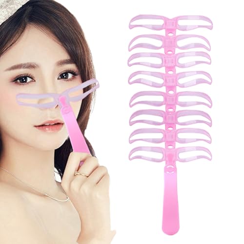 女性用眉形ステンシル - 8種類の眉型シートセット | 再利用可能・水洗いOKな眉型ガイド 女性向け 旅行・デート・ナイトアウト用