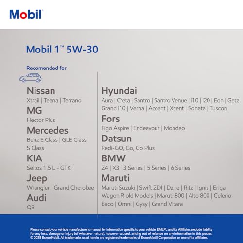 Image of Mobil 1 5W30 Fully Synthetic Engine Oil (4 L) | Compatible with car