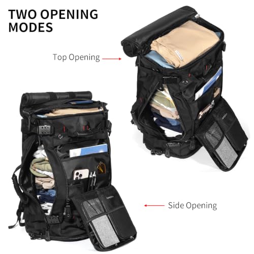 Image of YOUMIAN Large Capacity For Travel Hiking Sports Carry On Backpack Durable Convertible Duffle Bag Laptop airplane (black, 45L-DualMainOpening)