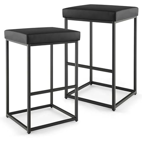 GiantexUK Set of 2 PU Leather Bar Stools Cover