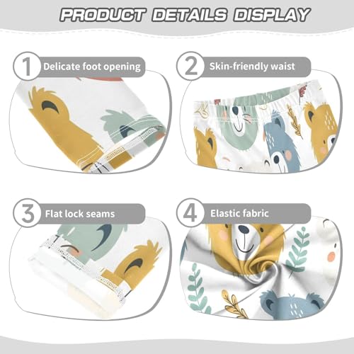 Bolaz Toddler Girls Leggings Printed Yoga Pants Leggings Cute Blue Yellow Bear for Kids3