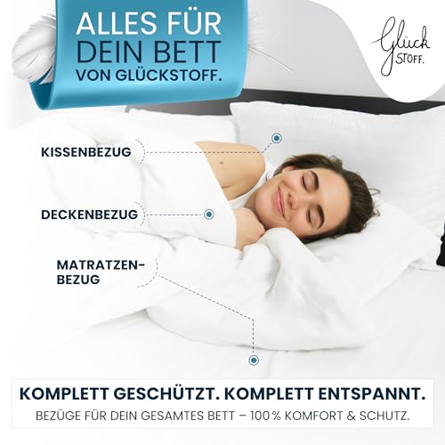 Glückstoff® Milbenbezug Bettdecke 135x200 [Zertifiziert IN Deutschland] - Allergie Bettwäsche Anti Milben - Allergiker-Bettwäsche - Anti Milben Bettbezug Encasing Deckenbezug - Milbenschutzbezug