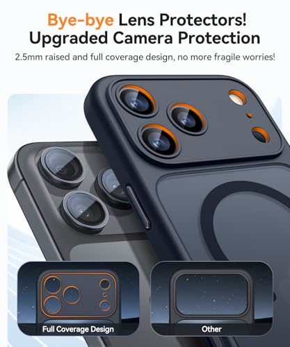 Image of CANSHN Magnetic Compatible with iPhone 17 Pro Case, Upgraded [Full Camera Protection] [Compatible with Magsafe] [Translucent Matte] Shockproof Protective Phone Cover 6.3 Inch - Black