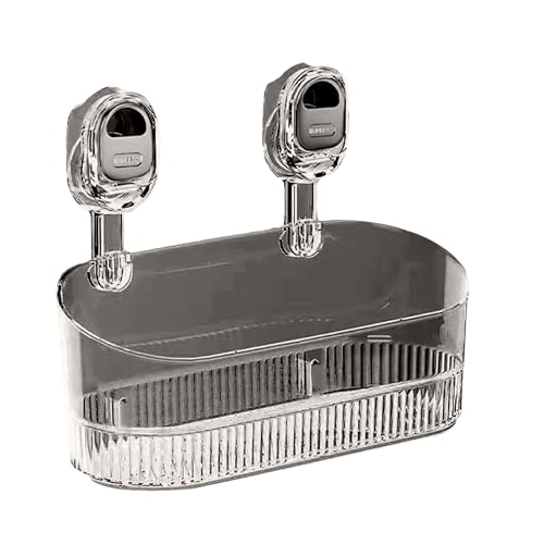 ドリル不要のシャワーシェルフ - 吸盤収納ラック、波形滑り止めデザイン、素早い排水底、再利用可能なスペースオーガナイザー |バスルームキッチン壁コーナーホルダーシャワーアクセサリー用