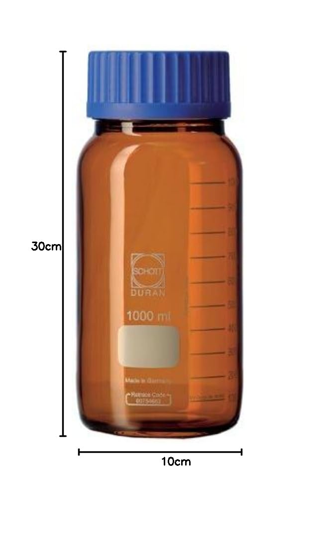 DURAN 11 784 29 GLS 80 - Frasco de laboratorio, cuello ancho, color marrón con rosca GLS 80, sin cierre y anillo vertedor, color marrón, 500 ml, 10 unidades