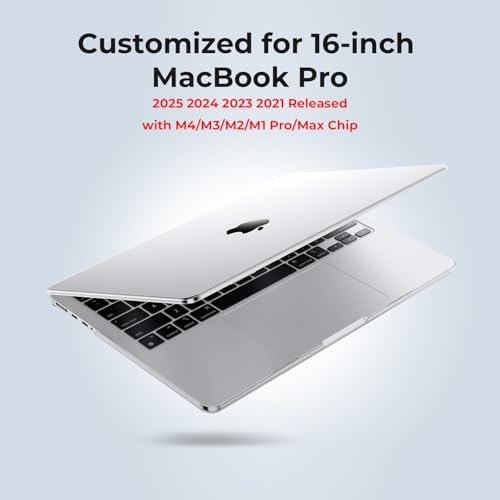 EooCoo Compatible with MacBook Pro 16 inch Case 2025 M4 A3403 A3186 M3 A2991 M2 A2780 M1 A2485 Pro/Max Chip 2024-2021, Transparent Hard Shell for Mac Book Pro 16.2" Smooth Plastic Cover, Crystal Clear - Image 8
