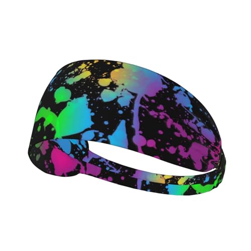 Glow in Dark Splatter Neon Headbands Sweatband Bandana for Women Men Yoga Running Gym Tennis Hiking