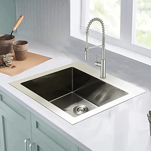 Kabco Kla01Ss 25 Inch Wide 12 Inch Deep Commercial Sink 18 Gauge Undermount Or Topmount Drop In Single Bowl Stainless Steel Laundry Utility Sink With Kitchen Sink Strainer 25X22X12 Inch #TOP6