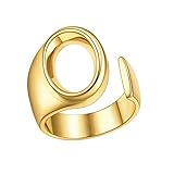 FindChic Initial Ring, Letter O Statement Cuff Rings for Women Alphabet Knuckle Ring 18K Gold Plated Stackable Fashion Wedding Bands