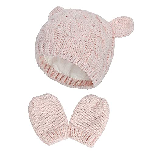 TOPLAZA 2 Piezas Gorro Guantes Bebé de Punto Cálido para 0-18 Meses Cover