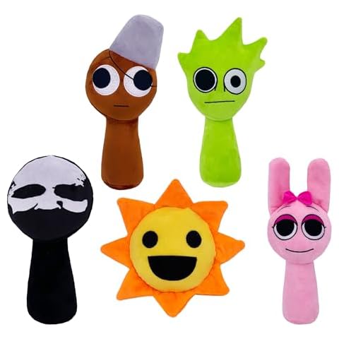 Jefuzh Sprunki Plush Sprunki Toys Sprunki Plushies Cartoon Games Plush Gifts for Game Fan Kids Adults (Colourful-5pcsA) Cover