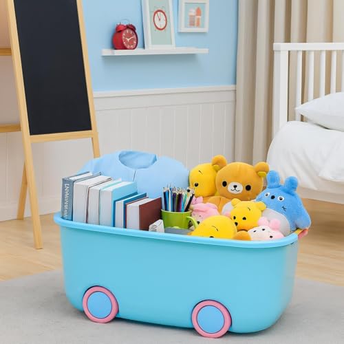 Image of Kodiaq 25 Liters /Toy Storage Organiser /Toy Basket Storage for Kids /Toy Basket Storage Box for Kids Big Size (Pack Of 1 / Stackable /Wheels /Locking Lid & Handle Color may vary)