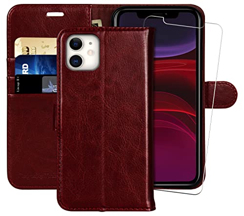 MONASAY Vegan Leather Fit for iPhone 12 Mini Wallet Case, 5.4-inch, [Glass Screen Protector Included] [RFID Blocking] Flip Folio Phone Cover with Credit Card Holder,Burgundy (B08MF2MH2Y) Amazon Price History, Amazon Price Tracker