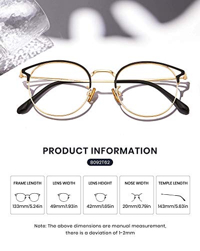 Image of Cyxus Blue Light Blocking Glasses Round Metal Frame Computer Glasses | Blue light blocking glasses featuring round metal frame, comfortable fit and versatile use for work, study and entertainment