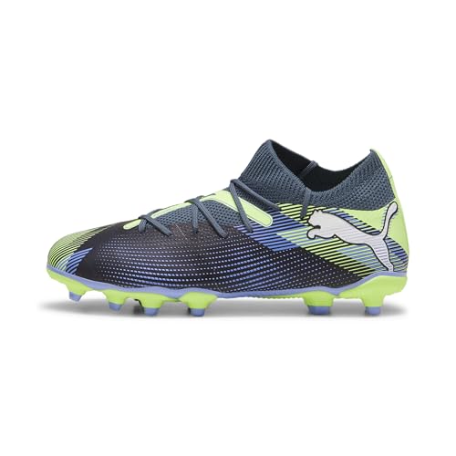 Puma Unisex Youth Future 7 Match FG/AG JR Soccer Shoe, Gray Skies-Puma White-Fizzy Apple, 32 EU