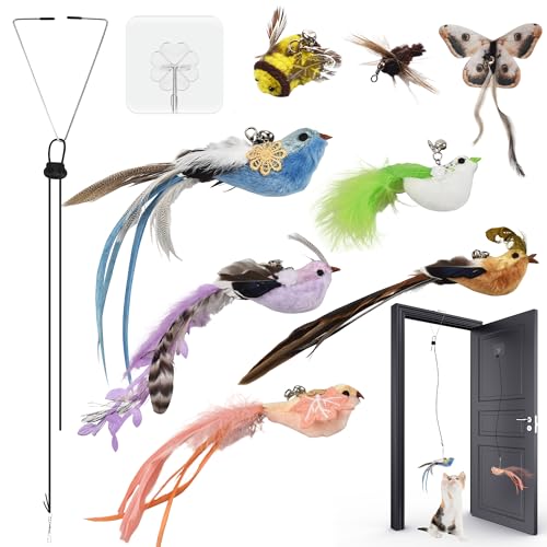 atopo Katzenspielzeug Federn Hängende Türrahmen Federspielzeug für Katzen Spielzeug für Katzen mit Glocke 8 Stück katzenspielzeug Katzenangel Katzenspielzeug Selbstbeschäftigung