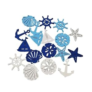 Sanmum 50 Stück Maritime Holzverzierungen Set